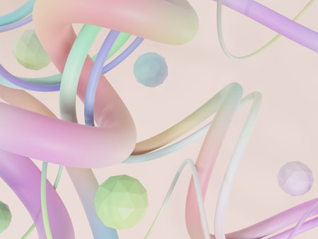 3D Rendering Dynamic Pastel Colors Iridescent Abstract Background for Brochure, Graphics or...