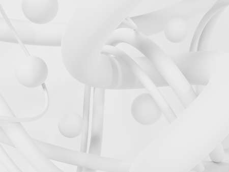3D Rendering Trendy Pure White Dynamic Geometric Abstract Background for Leaflet, Presentation or Brochure Coverの写真素材