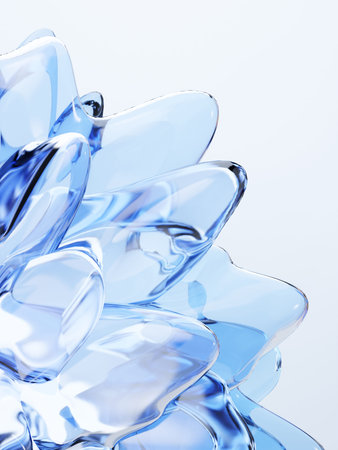 3D Rendering Abstract Glass or Crystal Floral Illustration for Beauty Leaflet, Presentation or...