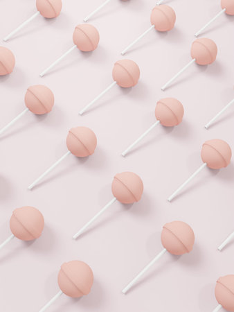 3D Rendering Minimal Pink Lollipop Background for Poster, Invitation Card or Graphic Covers.