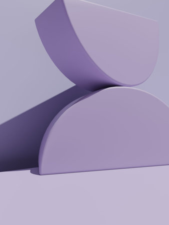 3D Rendering Pastel Color Studio Shot Product Display Background with Geometric Blocks for Beauty, Cosmetics or Skin Care Product Display.の写真素材