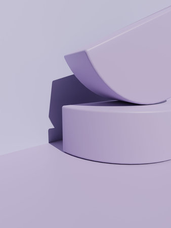 3D Rendering Pastel Color Studio Shot Product Display Background with Geometric Blocks for Beauty,...