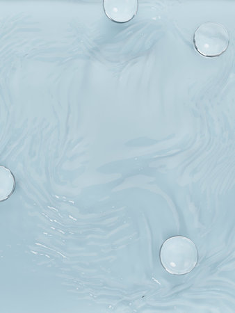 3D Rendering Studio Shot Water Ripples Background with crystal spheres for Beauty, Skin Care, food and Beverage Advertising Product Display.の写真素材