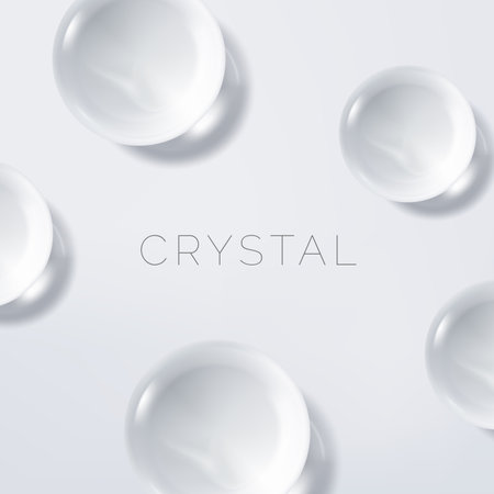 Vector Realistic Clear or White Crystal Sphere 3D illustration for Beauty and Cosmetics Poster, Book Cover or Advertisement Background.のイラスト素材