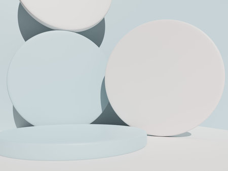 3D Rendering Pastel Color Studio Shot Product Display Background with Geometric Blocks for Beauty,...