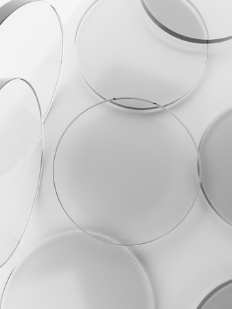 3D Rendering Geometric or Abstract Shape Acrylic or Glass Petri Dish or Plate Product Display Background for Summer Healthcare and Skincare Products.の写真素材