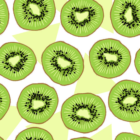 Vector Summer Fruit Kiwi Slice Seamless Pattern for Products or Wrapping Paper Prints.のイラスト素材