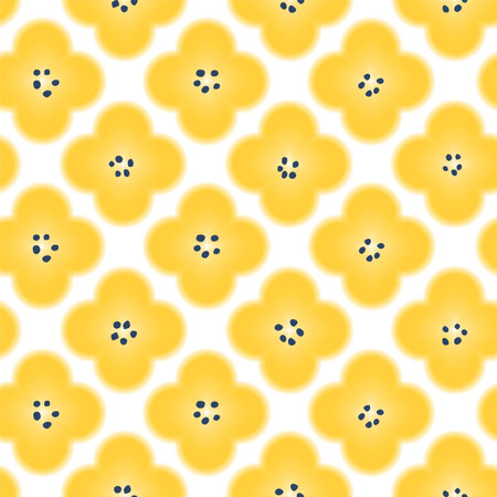 Vector Retro Vintage Japanese Style Abstract Cherry Blossom, Sakura or Classic Floral Seamless Surface Pattern for Products, Fabric or Wrapping Paper Prints. Pastel or Watercolor Drawing Effect.のイラスト素材