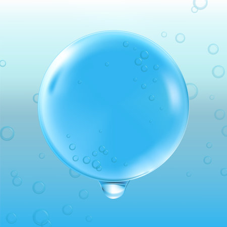 Vector Minimalist Abstract Water Drops Poster, Book Cover or Advertisement Background. Light Blue.の写真素材