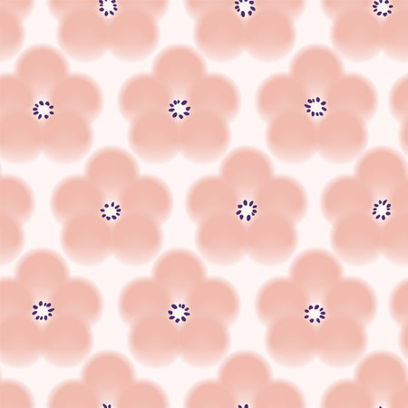Vector Retro Vintage Japanese Style Abstract Cherry Blossom, Sakura or Classic Floral Seamless Surface Pattern for Products, Fabric or Wrapping Paper Prints. Pastel or Watercolor Drawing Effect.のイラスト素材
