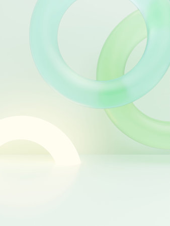 3D Rendering Minimal Studio Shot Pastel Color Transparent Acrylic Board and Round Window with Sunlight Product Display Background for Fashion, Cosmetics and Trendy Products.の写真素材