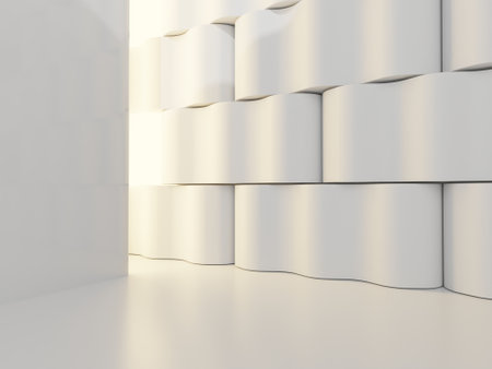 3D Rendering Minimal Studio Shot Pure White with Sunlight Product Display Background for Beauty, Fashion, Cosmetics and Trendy Products.の写真素材