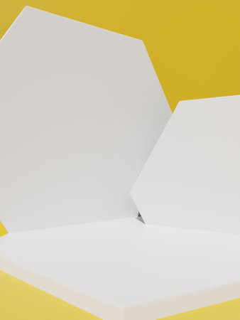 3D Rendering Honeycomb Shape Product Display Background for Honey Healthcare and Skincare Products.の写真素材