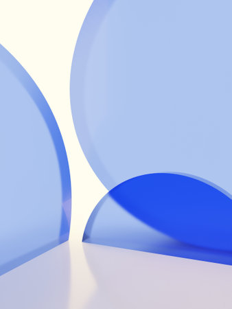 3D Rendering Minimal Studio Shot Pastel or Vibrant Color Transparent Acrylic Board with Back Light Product Display Background for Fashion, Cosmetics and Trendy Products.の写真素材