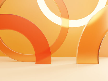 3D Rendering Minimal Studio Shot Pastel or Vibrant Color Transparent Acrylic Board with Back Light Product Display Background for Fashion, Cosmetics and Trendy Products.の写真素材