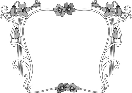 historical frame in gray with floral ornaments, free scalable  image のイラスト素材