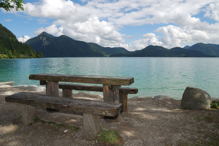Lake Walchensee in the bavarian alps.の写真素材