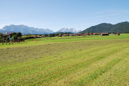The village of Krün in the Karwendel mountains (Bavaria, Germany)の写真素材