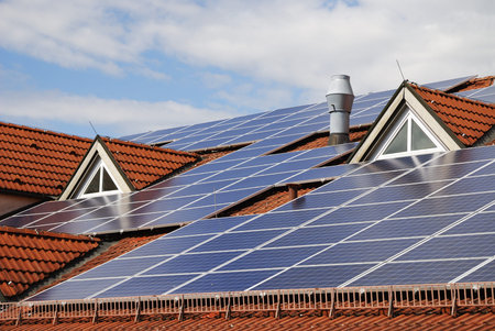 Photovoltaic system on the roof of a house