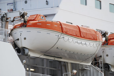Rescue boat of a passenger shipのeditorial素材