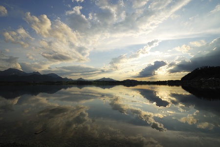 Lake Hopfsee in the Allgäu (Bavaria, Germany)の写真素材