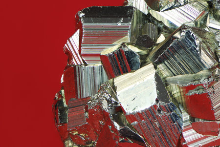 Macro of an iron pyrite mineral