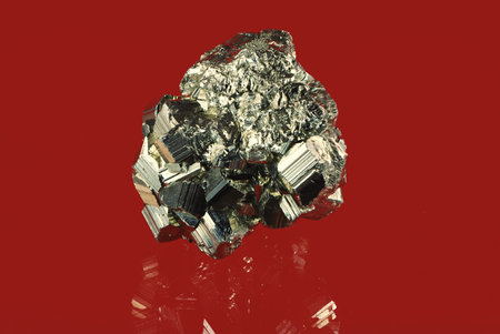 Macro of an iron pyrite mineral