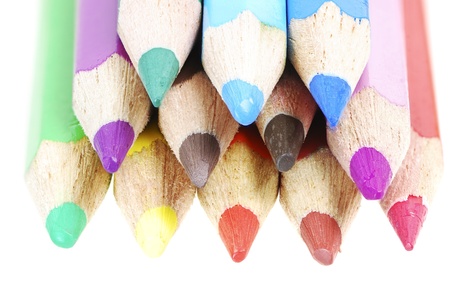 Pile of isolated wooden colored crayonsの写真素材