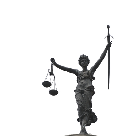 Lady Justice at the roof of the town hall of Ingolstadt の写真素材