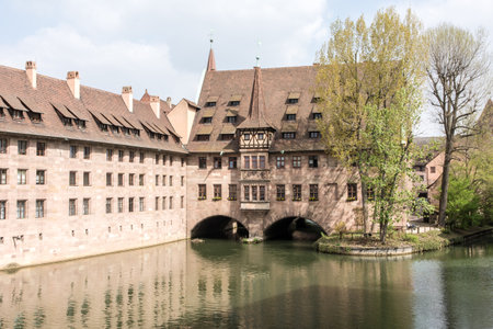 The historic Heilig-Geist spital in Nuremberg, built in the 14th centuryのeditorial素材