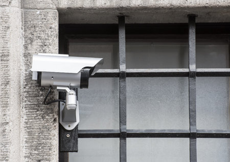 Security with a video surveillance camera at a jailhouse window