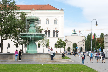 MUNICH, GERMANY - AUGUST 25: Tourists at the Ludwig Maximilian University of Munich, Germany on...