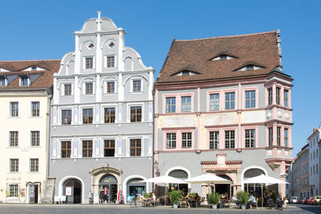 GOERLITZ, GERMANY - SEPTEMBER 5: Tourists at a cafe in the old town of Goerlitz, Germany on...