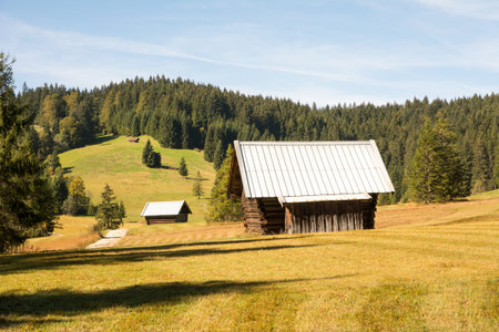 Barn in the Karwendel mountains of Bavaria (Germany)のeditorial素材