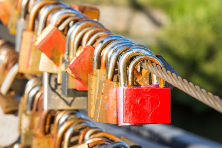 Love locks as symbol for everlasting loveの写真素材