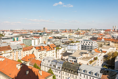 Munich cityscape - aerial view over Munich (Bavaria, Germany)のeditorial素材