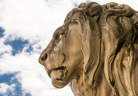 Lion sculpture at the Feldherrnhalle (Field Marshall's Hall), built 1906 by  Wilhelm von Rümann.の写真素材