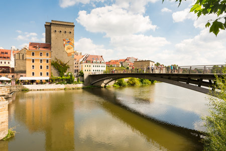 ZGORCELEC, POLAND: View from Germany to the city Zgorcelec, Poland on August 23, 2016. Until 1945 this was a part of the german city GÃ¶rlitz. Foto taken from Hotherstrasse.のeditorial素材