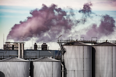 Air Pollution from the smokestack of an old  factoryの写真素材
