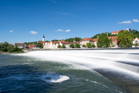 City of Landsberg at the river Lech (Bavaria, Germany)のeditorial素材