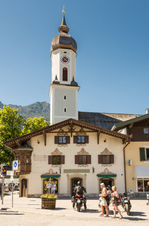 GARMISCH, GERMANY - MAY 26: People at the church of Garmisch, Germany on May 26, 2016.のeditorial素材
