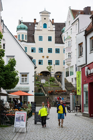 KEMPTEN, GERMANY - JUNE 9: People in the pedestrian area of Keptem, Germany on June 9, 2017. Kempten...