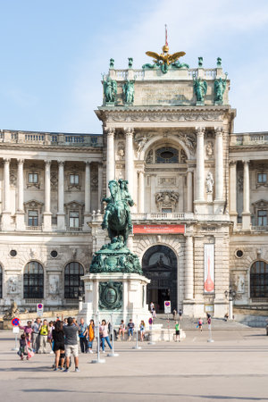 VIENNA, AUSTRIA - AUGUST 28: Tourists at the famous imperial Hofburg palace in Vienna, Austria on August 28, 2017.のeditorial素材