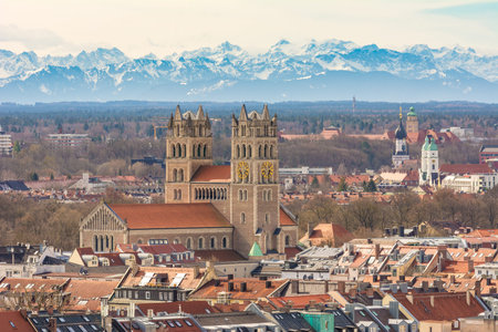 Aerial view over the city of Munich (Bavaria, Germany)の写真素材
