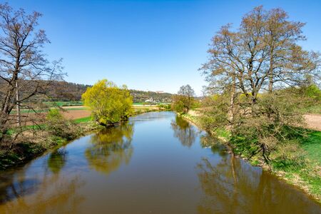 Landscape with the river Altmuehl in Bavaria (Germany)の写真素材