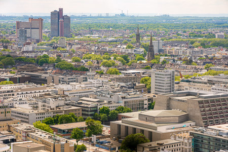 COLOGNE, GERMANY - MAY 12: Aerial view over the city of Cologne, Germany on May 12, 2019. Photo...