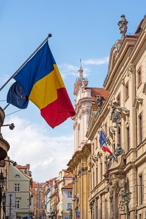 Historic street called Nerudova in the old town of Prague (Czech Republic)の写真素材