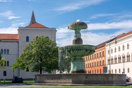Fountain at the Ludwig Maximilian University of Munich.の写真素材