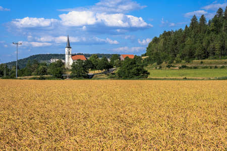 Idyllic church of the village Krichanhausen near Beilngriesの写真素材