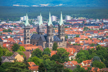View over the city of Bamberg (Franconia, Germnany) and its cathedralのeditorial素材